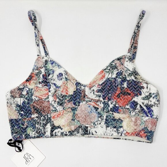 DRA | Multicolor Floral Textured Bralette Crop Top Small - Picture 1 of 10